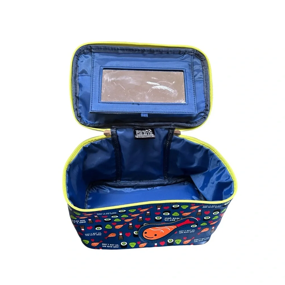 Vintage Y2K David & Goliath Kawaii Sushi Print Travel Makeup Bag Blue Green NWT
